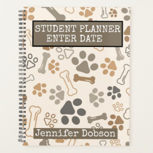Studentenplaner mit Hundeknochen und Pfoten Planer