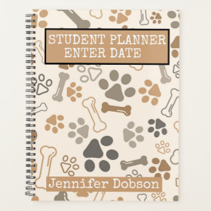 Studentenplaner mit Hundeknochen und Pfoten Planer