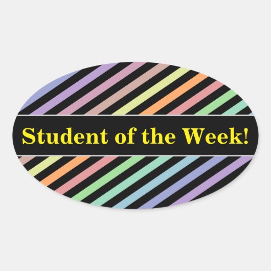 Studentenpremieren; Schwarz-Pastellfarben-Muster Ovaler Aufkleber (Vorderseite)