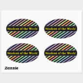 Studentenpremieren; Schwarz-Pastellfarben-Muster Ovaler Aufkleber (Blatt)