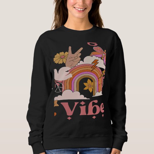 Studentenvibes Schule Groovy Retro Boho Regenbogen Sweatshirt (Vorderseite)