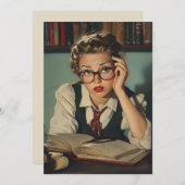 Studentin im Vintagen Stil Einladung (Vorne/Hinten)