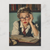 Studentin im Vintagen Stil Postkarte (Vorderseite)