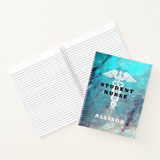 Studentin Krankenpflege Caduceus Türkis Custom Notizblock (Innenseite)