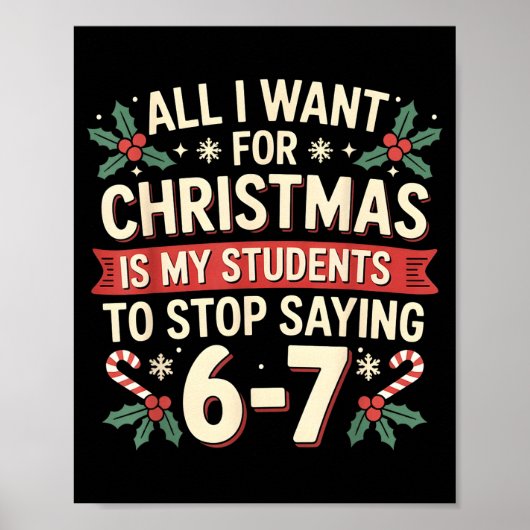 Students Saying 6-7 67 Six Seven Funny Teacher Chr Poster (Vorne)
