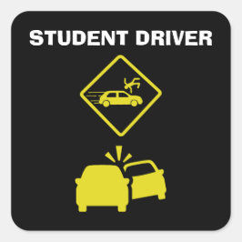 STUDENTTREIBER - CRASH YELLOW QUADRATISCHER AUFKLEBER