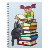 Studie Buddy GSD Puppy & School Girl on Books Notizblock (Vorderseite)