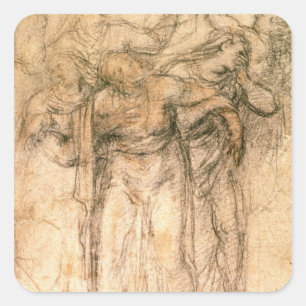 Studie der beklagenfrauen quadratischer aufkleber