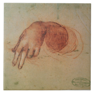 Studie einer Hand (rote Kreide auf Papier) Fliese