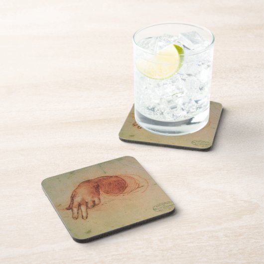 Studie einer Hand (rote Kreide auf Papier) Getränkeuntersetzer (Rechte Seite)