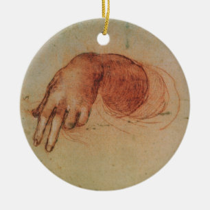 Studie einer Hand (rote Kreide auf Papier) Keramikornament