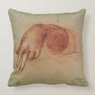 Studie einer Hand (rote Kreide auf Papier) Kissen