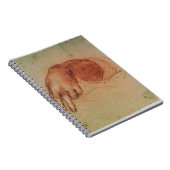 Studie einer Hand (rote Kreide auf Papier) Notizblock (Rechte Seite)