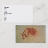 Studie einer Hand (rote Kreide auf Papier) Visitenkarte (Vorne/Hinten)