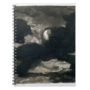 Studie eines bewölkten Moonlit Himmels (schwarze Notizblock