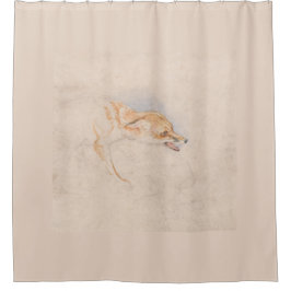 Studie eines Crouching Fox (von John Frederick Lew Duschvorhang