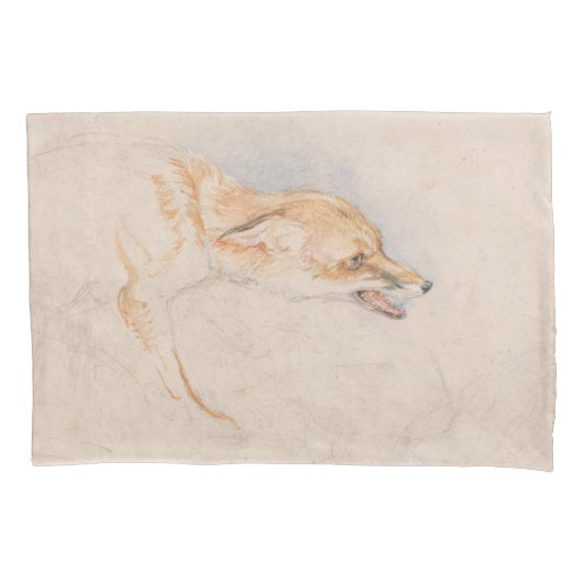 Studie eines Crouching Fox (von John Frederick Lew Kissenbezug (Vorderseite-Links)