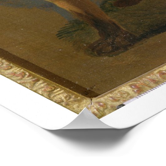 Studie eines Fuchses (Öl auf Tafel) Poster (Ecke)