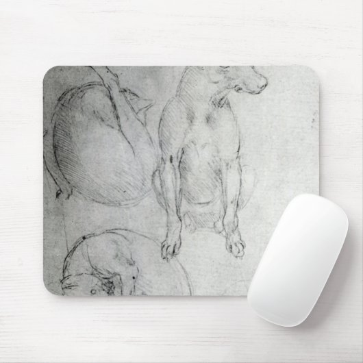 Studie eines Hundes und der Katze, c.1480 Mousepad (Mit Mouse)