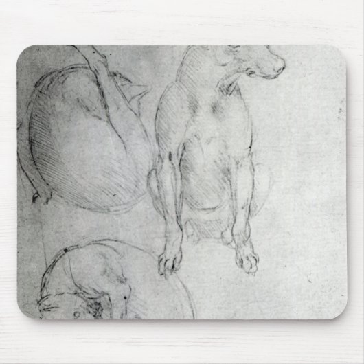Studie eines Hundes und der Katze, c.1480 Mousepad (Vorne)