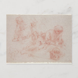 Studie eines sich zurückziehenden Mannes Postkarte