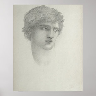 Studie für den Kopf von Perseus (Bleistift auf Poster