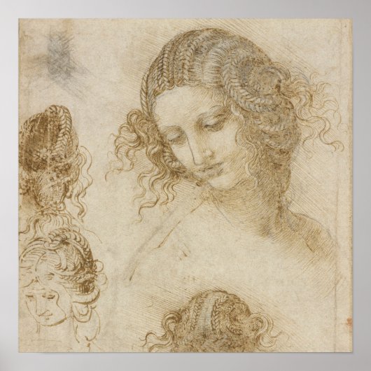 Studie für den Leiter von Leda durch Leonardo da V Poster (Vorne)