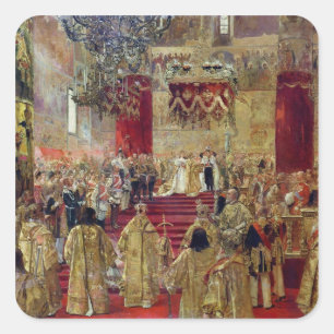 Studie für die Krönung des Zaren Nikolaus II Quadratischer Aufkleber