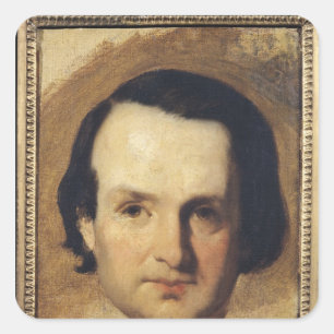 Studie für ein Portrait von Victor Hugo c.1836 Quadratischer Aufkleber