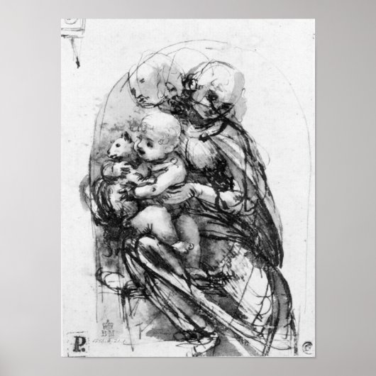 Studie für eine Madonna mit Katze, c.1478-80 Poster (Vorne)