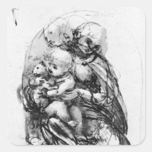 Studie für eine Madonna mit Katze, c.1478-80 Quadratischer Aufkleber
