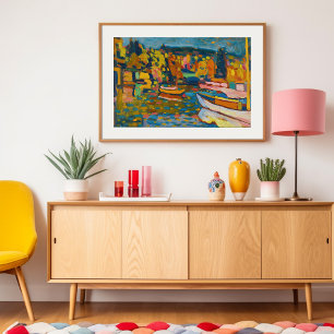 Studie für Herbstlandschaft mit Booten   Kandinsky Poster