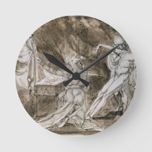 Studie für "Saul und die Hexe von Endor " Runde Wanduhr
