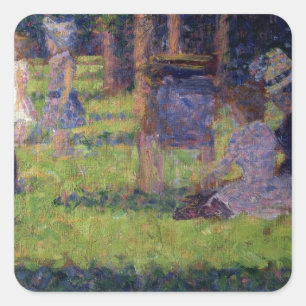 Studie Georges Pierre Seurat   für 'einen Sonntag Quadratischer Aufkleber