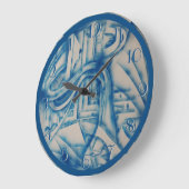 Studie in Blue 2 Backward Clock Große Wanduhr (Winkel)