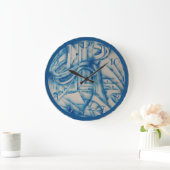 Studie in Blue 2 Backward Clock Große Wanduhr (Zuhause)