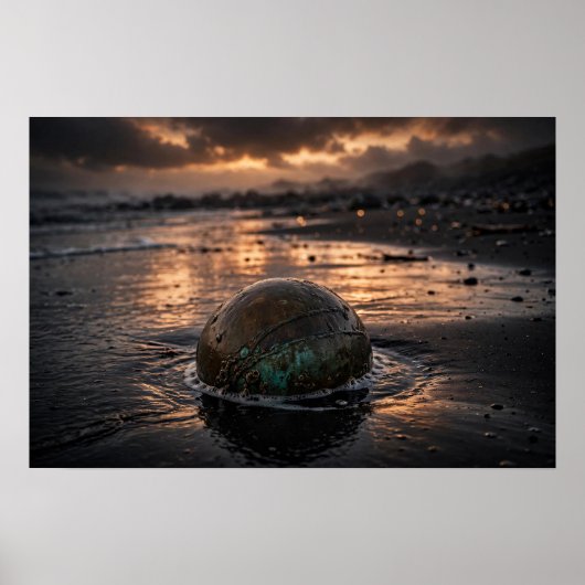 Studie in Tide — Bronzekugel, schwarzer Sand Poster (Vorne)