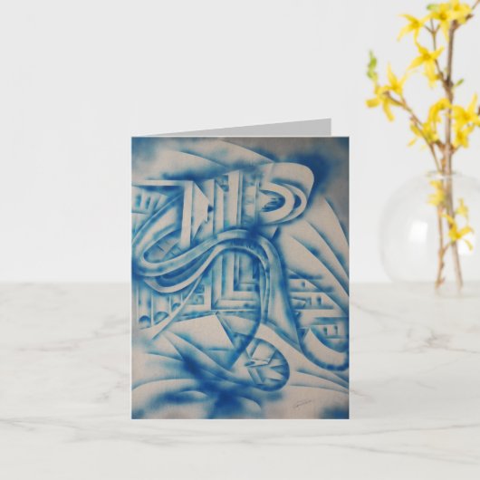 Studie mit Blue Abstrakt Card Karte (Gelbe Blume)