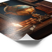 Studie mit Globe, Books und Candle Fotodruck (Ecke)