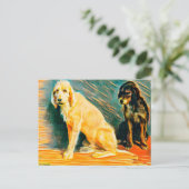 Studie mit zwei Hunden Postkarte (Stehend Vorderseite)