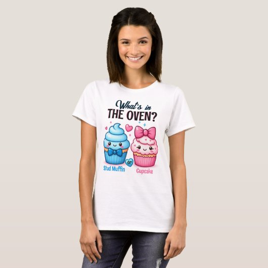Studie Muffin oder Cupcake Pink oder Blue Gender R T-Shirt (Vorne ganz)