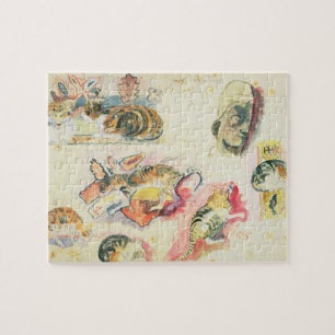 Studie Paul Gauguins   der Katzen und des Kopfes Puzzle