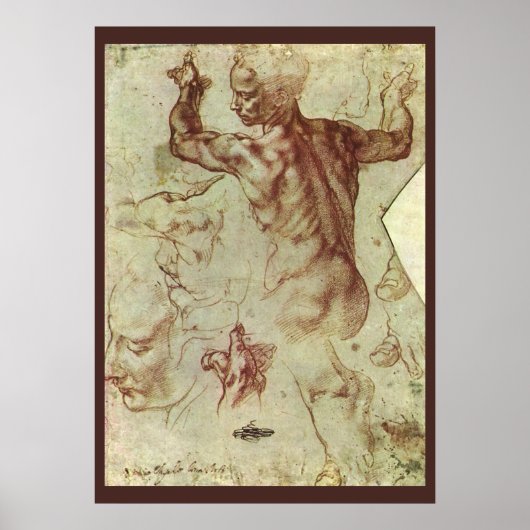 Studie über das libysche Sibyl durch Michelangelo Poster (Vorne)