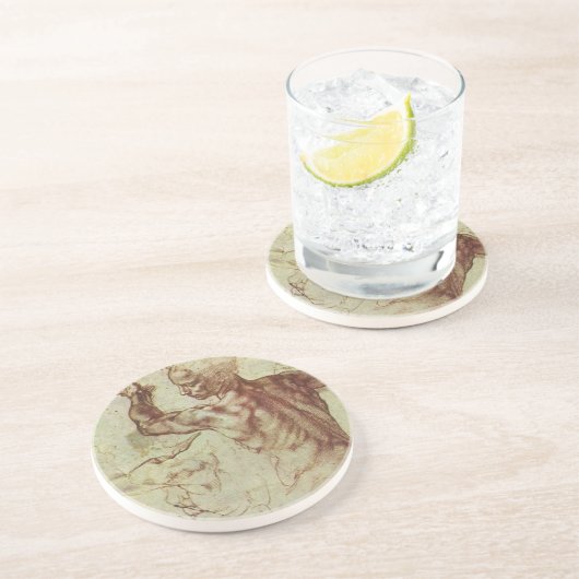 Studie über das libysche Sibyl durch Michelangelo Sandstein Untersetzer (Seite)