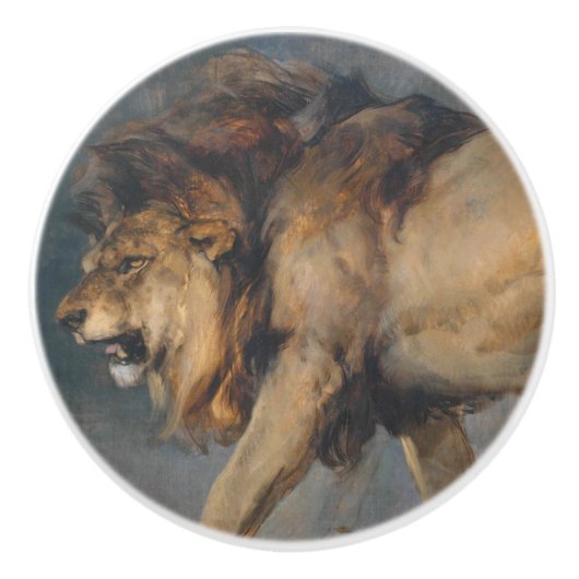 Studie über einen Löwen (von Edwin Henry Landseer) Keramikknauf (Vorderseite)