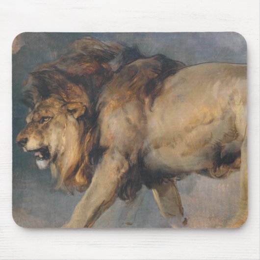 Studie über einen Löwen (von Edwin Henry Landseer) Mousepad (Vorne)