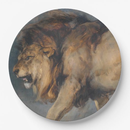 Studie über einen Löwen (von Edwin Henry Landseer) Pappteller (Vorderseite)