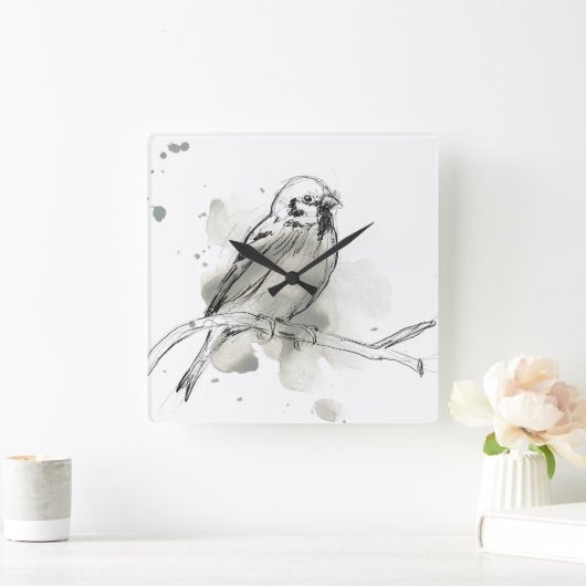 Studie über Gesturonale Vögel Quadratische Wanduhr (Zuhause)