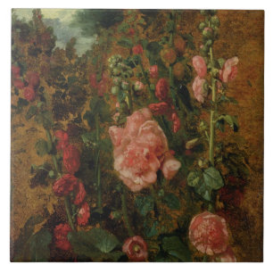 Studie über Hollyhocks, c.1826 (Öl an Bord) Fliese