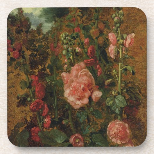 Studie über Hollyhocks, c.1826 (Öl an Bord) Getränkeuntersetzer (Vorderseite)